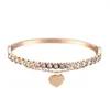 Bracelet en acier inoxydable 316L pour femmes, cristal scintillant, marque glacée, bijoux, vous attend pour toujours, breloque en forme de cœur