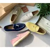 Loropiana Desiner Shoes Online Lucky New Sude's Women's Leather Flat Bottom Комфортное мягкое повседневное B9WI