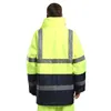 Veste de Parka de sécurité imperméable bicolore EN471 ANSI/SEA 107 pour hommes avec bande réfléchissante Orange vêtements de travail hiver