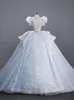 Halskettenkugelkleid elegante Hochzeitskleider Schöne Ärmel Batteau Spitze Applikzen Kleider Langes Brautkleid Vestidos de Novia