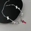 Pendant Necklaces 2023 Y2k Red Cross Pendants Necklace For Women Fashion Kpop Pearl Beaded Chain Female Cute Jewelry On The Neck Gifts