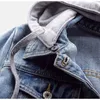 QNPQYX Neue Vintage Denim Jacke Frauen Herbst Mantel Zerrissene Mit Kapuze Oberbekleidung Mäntel Windjacke Grundlegende Freund Weibliche Jeans Jacke