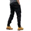 Men's Pants Simple Men Cargo Multi Pockets Male Drawstring Mid-Rise Trousers Bottoms For Party