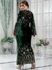 プラスサイズのドレス TOLEEN 女性マキシロング 2023 グリーン高級スパンコールシックエレガントなイスラム教徒トルコアフリカイブニングパーティー服