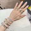 Desingers Ring Men and Women Width and Narrow Version Open Rings Easy to Deform Lady Silver Snake Plated Light Bone Full Diamond P2978