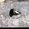 Bandringe Neuester einfacher natürlicher schwarzer Onyx vergoldeter Ring für Frauen Männer Handgefertigter Ring Gothic Schmuck Zubehör Factory Outlet G230213