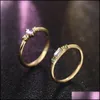 Band Rings Crystal Zircon Gold Ring Set 4 Pcs/Set Vintage Bohemian Women Engagement Party Jewelry Drop Delivery Dhlex