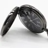 Pocket horloges antieke zwarte Romeinse nummers kwarts horloge snijwerk gegraveerd fob klok mannen vrouwen cadeau met ketting #011001