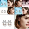 Boucles d'oreilles à breloques en perles, fleurs exquises, tempérament Simple, Zircon blanc, bijoux féminins, clou de mariage, livraison directe Dhx9R