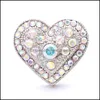 CLASPS HOOKS POCHOTHER TRENDY CRYSTAL RHINESTONE Love Heart Snap Button Class 18mm Metal Decorative Zircon Button Charms f￶r DIY DHB3W