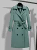 Casacos de trincheira femininos casacos mulher inverno moda lapela trespassado feminino longo trench coat para mulheres casaco feminino feminino blusão 230215