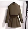 Women's Trench Coats Autumn Winter Elegant Women Double Breasted Solid Trench Coat 100% Cotton Vintage Turn-Down Collar Loose Trench with Belt 230215