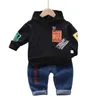 Clothing Sets Baby Spring Boys Girls Casual Suit Letters Pattern Hooded Long-Sleeved Denim Printed Trousers Two-Piece Children Costume