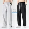 Men's Pants Summer Thin Men Fashion Gray Green Black Casual Straight Streetwear Loose Ice Mens Trousers M-3XL