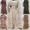 Ropa étnica Mujeres musulmanas Abaya abierta Árabe Islámico Pakistaní Oriente Medio Kimono Cardigan Ramadán Dubai Turquía Kaftan Maxi Robe Vestido