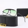 Luxury Fashion Brand Women Sunglass For Men Designer Conjoined Square Gradient Brand Mental Sunglasses Golden Glasses