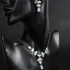 Elegant Bridal Water Drop Crystal Jewelry Set for Women Wedding Necklace Earrings Set Prom Accessories Ladies Party Gift