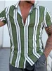 Camisas informales para hombre Camisa para hombre Camisa de manga corta con estampado de rayas a la moda Camisa de verano para hombre Camisa informal con botones y cuello vuelto Ropa para hombre 230215