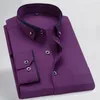 Hommes chemises décontractées qualité haute été à manches longues hommes chemise mariage grande taille 3xl 4xl affaires surdimensionné robe bureau formel violet