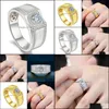 С боковыми камнями золотые кольцо мужчины Moissanite Classic Trend Trend Luxury Mens Banquet Jewelry Drop Delive Dhlvn