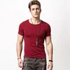 T-shirts pour hommes col rond Pure Color Brief T-shirt à manches courtes pour hommes Lycra Cotton Clothing