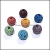 Pierre 7Pcs / Set 8Mm Sept Chakras Colorf Lava Perles Lâches Charmes Perlé Bracelet À Faire Soi-Même Collier Fabrication De Bijoux Accessoires Drop Delivery Dhloy