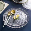 Plates Round Phnom Penh Glass Plate Home Nordic Creative Transparent Fruit Salad Steak Western Kitchen Utensils