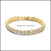 Bracelets de charme Roma Crystal Zircon Heart Beads Pulseira de t￪nis Brange 3 Cores Cadeia Noiva para Mulheres/Homens J￳ias Partemas Drop Del Del Dhbvl