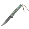 Новый R2317 карманный складной нож 76 слои VG10 Damascus Steel Blade Blue Abalone Heell Grenge Harding Flipper Fast Open Nepive с нейлоновым пакетом