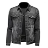 Men's Jackets Men's Cowboy Western Denim Jacket Biker Motorcycle Coat Vintage Black Slim Fit Stretch Casual Jean Drop