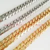 Zincirler 7 "-40" 13/16mm Serin Ağır Gümüş/Altın Renkli Küba Kolye 316L Paslanmaz Çelik Erkek Klasik Jewelrychains