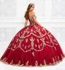 Delicate Off Shoulder Quinceanera Ball Gown Dresses Sparkly Golden Appliqued Prom Party Gowns Robe De Soiree Celebrity 15 Ans Vestidos Fiesta 0209