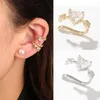 Dangle Boucles D'oreilles Élégant Cubique Zircone Couronne Oreille Manchette Femmes Clip Rétro Creux En Forme De U Os Dossier Non Percé Argent Couleur Bijoux