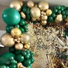Andere evenementenfeestjes Green Gold Balloon Arch 4d Round Foil Ballonnen Garland Kit Eerste een verjaardag Jungle Decoratie Decor 230215