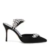 Pantofola sandalo estivo da donna con pompa Lurum Crystal Impreziosito nero Satin Mules fibbia con strass scarpe firmate di lusso tacco alto con scatole