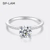 Side Stones S925 Wedding Engagement Ring Luxury 1 925 Sterling Silver Rings for GRA証明書FINE JEWELRY 230214