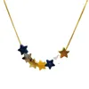 Łańcuchy proste eleganckie metalowe pięcioczęściowe gwiazdy mosiężne kolory złota koloru Xingx z koralikami łańcuch samica