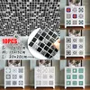 Wall Stickers 10Pcs/set Waterproof PVC Retro Tile Self-Adhesive 3D Wallpaper Floor Kitchen Oilproof Sticker Home Decoration