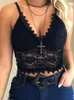 Женские танки Женские кружевные повседневные камисолы Cami Crop Tops Tops Lingerie Bustier Spaghetti Bess Top Sexy Black Bra Vest Summer Party