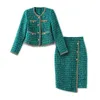 Tweedelige kleding Designer Turquoise rok om beroemdheden tweedelige set voor dames Winter Ozda te pendelen