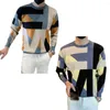 Maglioni da uomo T-shirt da uomo alla moda Motivo geometrico Felpa pullover coreana Felpa sottile in pile Fondo asimmetrico