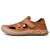 Sandalet Ayakkabıları Erkekler İçin Yaz Orijinal Deri Plaj Açık Erkek Parmak Tüzbeleri Günlük Sağlık Platformu Genç Ayakkabı Plus Boyutu-48