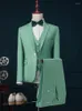 Herenpakken Mint Green Casual Men Slim Fit 3 -delige Blazer Vest met broek bruidstijmen smokers smoking voor prom mannelijk mode -kostuum