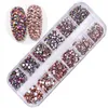 Nagelkonstdekorationer 12 lådor uppsättning av AB Crystal Diamond Gem 3D Glitter Nail Art Decoration Beauty 230214