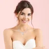 Fashion Crystal Bridal Wedding Sieraden Set voor vrouwen zilveren kleur ketting oorbellen banket jurk accessoires feest cadeau