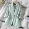 Kvinnors kostymer Blazers Green Lace Suit Jacket 2023 Spring and Summer Design Niche Fashion Short Top Ordized Blazer Womenwomen