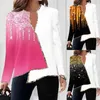 Women's Blouses Ladies Collar Shirt Womens Button Down Women Fashion V Neck Sequin Gradient Print Jean Shirts For Off The Shoulder