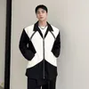 Mäns jackor Mens Black White Splice Zipper Japan Korean Streetwear Fashion Loose Casual Jacket Net Celebrity Coat Male Outerwear