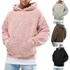 Herrtröjor män vinter fluffig hoodie pullover fleece tröjor huvtröja hoppare toppar mode