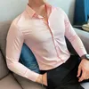 Mens Casual Shirts Plus Size 5xlm Autumn Solid Long Sleeve Dress Shirt Men kläder Simple Slim Form Formal Wear Office Blue Homme 230214